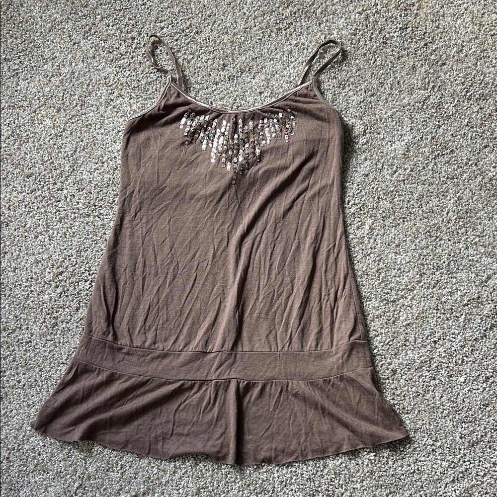 Xhilaration Brown Camisole with Embellishments